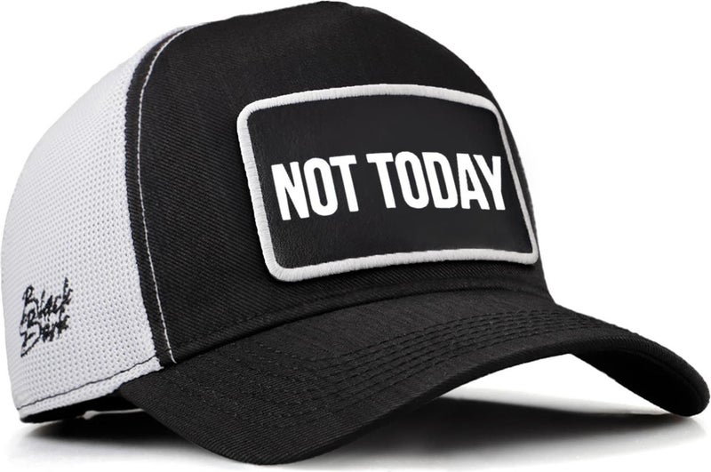 V2 Trucker Not Today - Unisex Black-White Cordura Fabric Hat (Cap) with 2 Code Logo