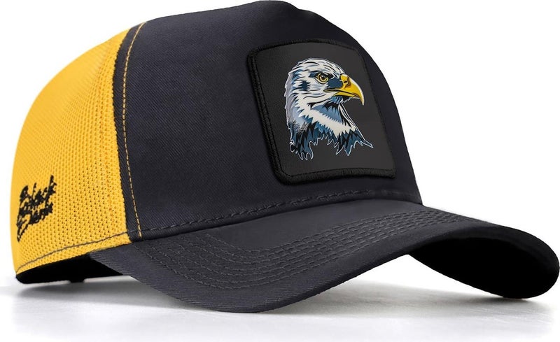 Blackbörk V1 Trucker Kartal - Unisex Dark Anthracite-Yellow Hat (Cap) with 5sb Code Logo