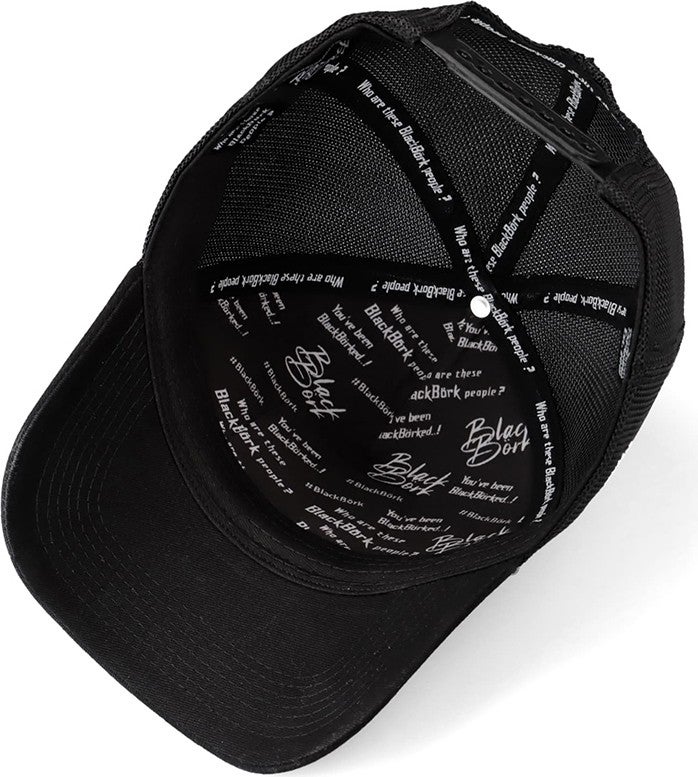 V1 Trucker Wolf - Unisex Black Hat (Cap) with 4 Code Logo