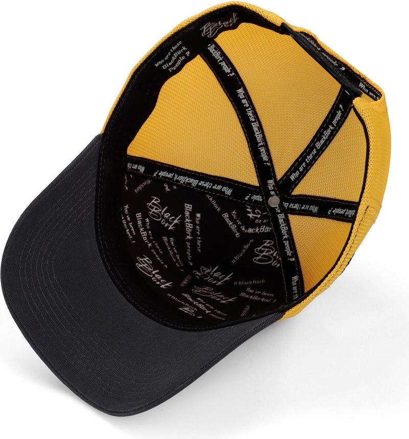 Blackbörk V1 Trucker Horse - Unisex Dark Anthracite-Yellow Hat (Cap) with 4 Code Logo