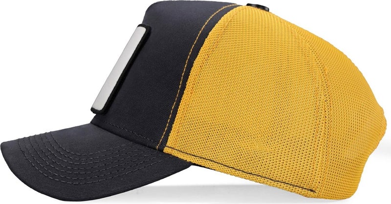 Blackbörk V1 Trucker Horse - Unisex Dark Anthracite-Yellow Hat (Cap) with 4 Code Logo