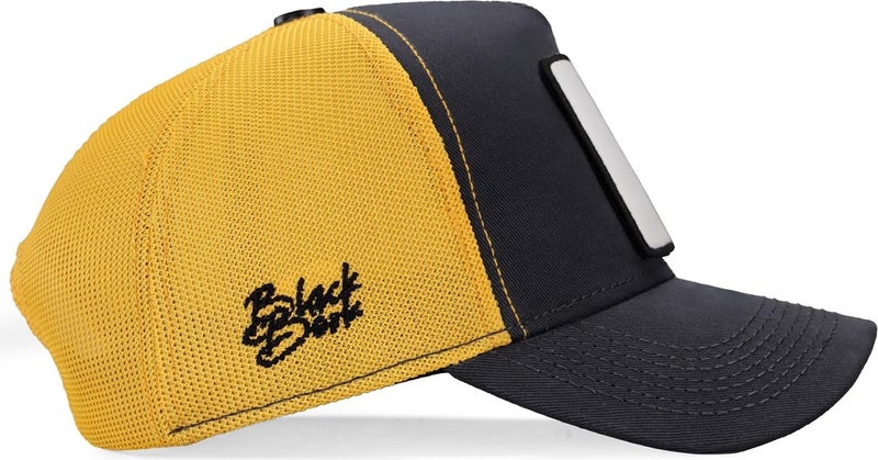 Blackbörk V1 Trucker Horse - Unisex Dark Anthracite-Yellow Hat (Cap) with 4 Code Logo