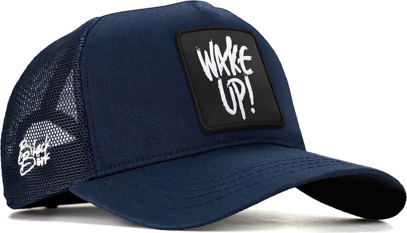 V1 Trucker Wake Up - 3 Code Logo Unisex Navy Blue Hat (Cap)