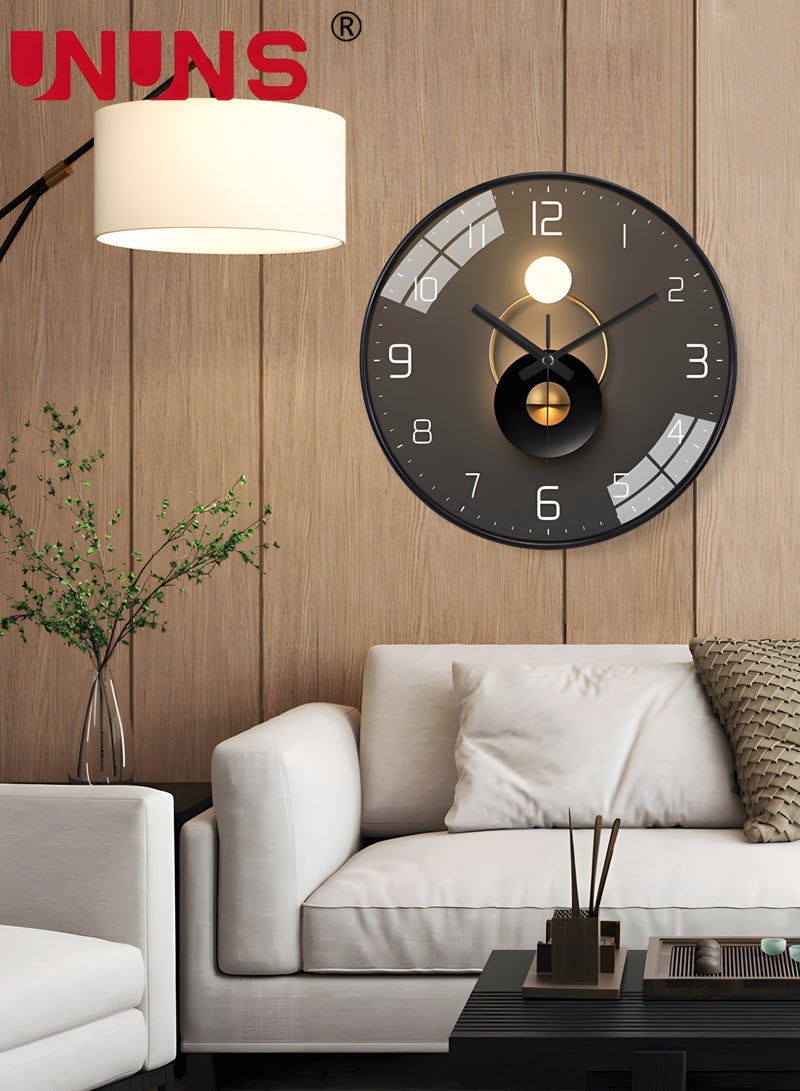 12 Inch Wall Clock, Silent Non-Ticking Wall Clock Glass Round Clocks Modern Quartz Clock, Modern Decorative Wall Clocks for Home Living Room Bedroom Kitchen