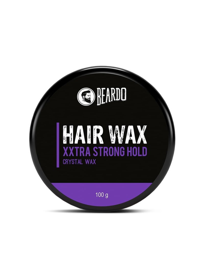 Beardo Xxtra Stronghold Hair Wax, 100 gm | Crystal Hair Wax for Men | Hair Wax Men | Hair Styling Wax for Glossy Finish & Shine | Extra Strong Hold Wax