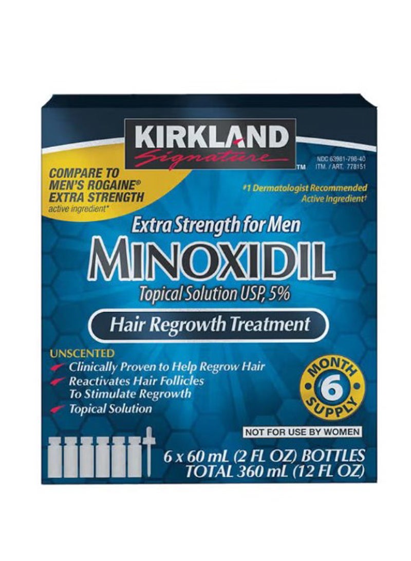 Minoxidil 5% Scalp Solution - 6-Month Pack for Men's Hair Regrowth (6pcs)