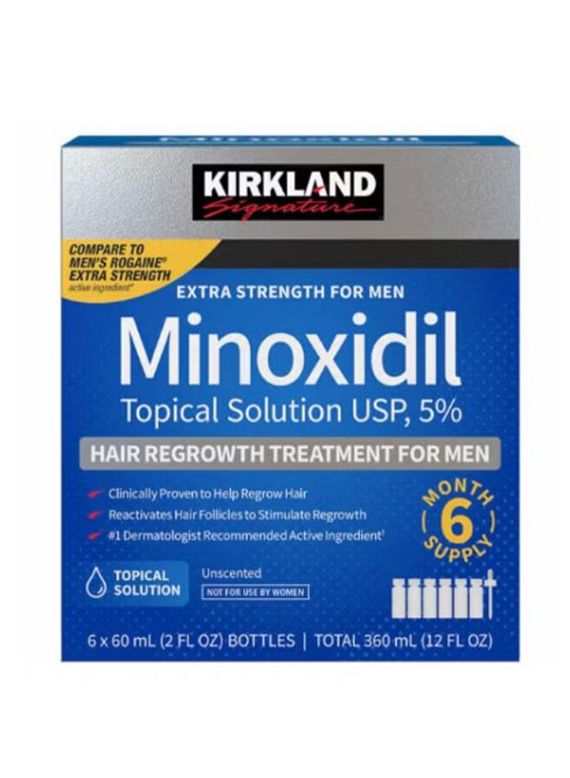 Minoxidil 5% Scalp Solution - 6-Month Pack for Men's Hair Regrowth (6pcs)