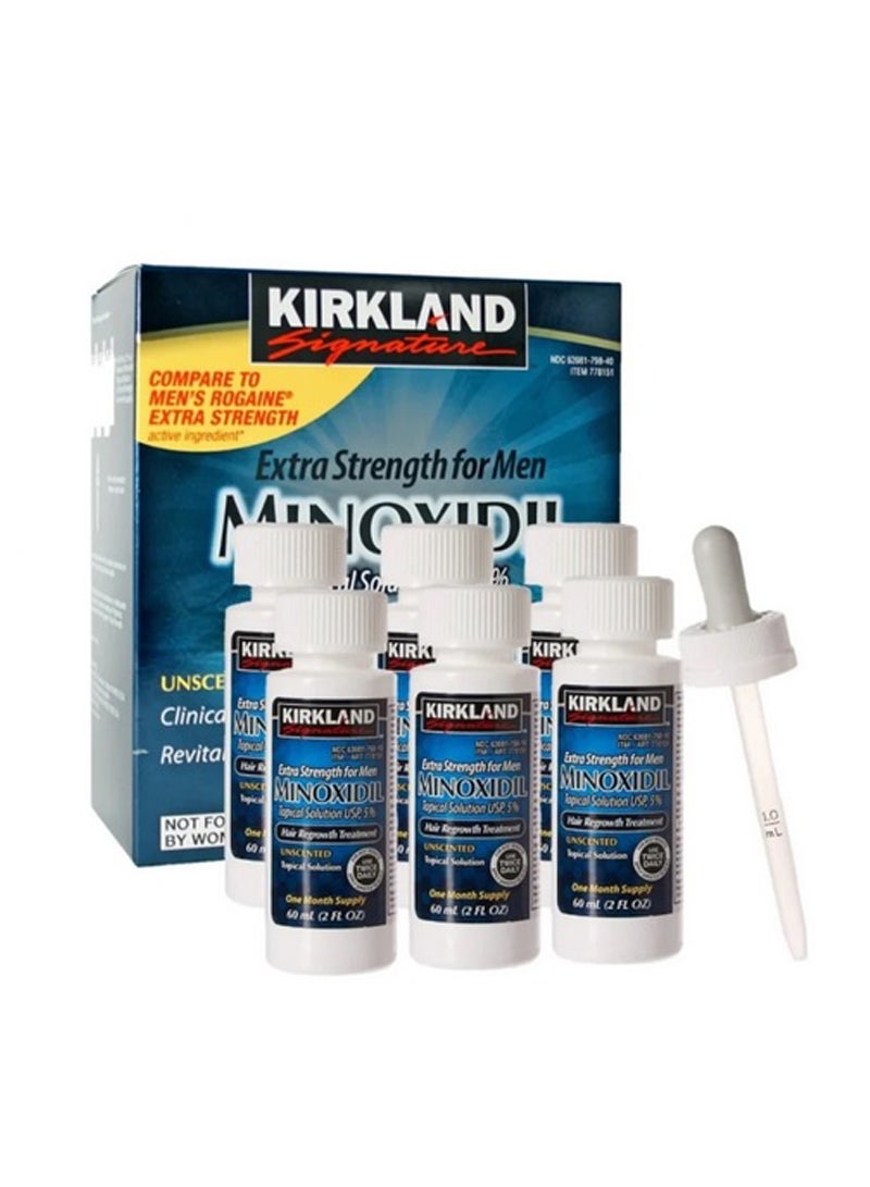 Minoxidil 5% Scalp Solution - 6-Month Pack for Men's Hair Regrowth (6pcs)