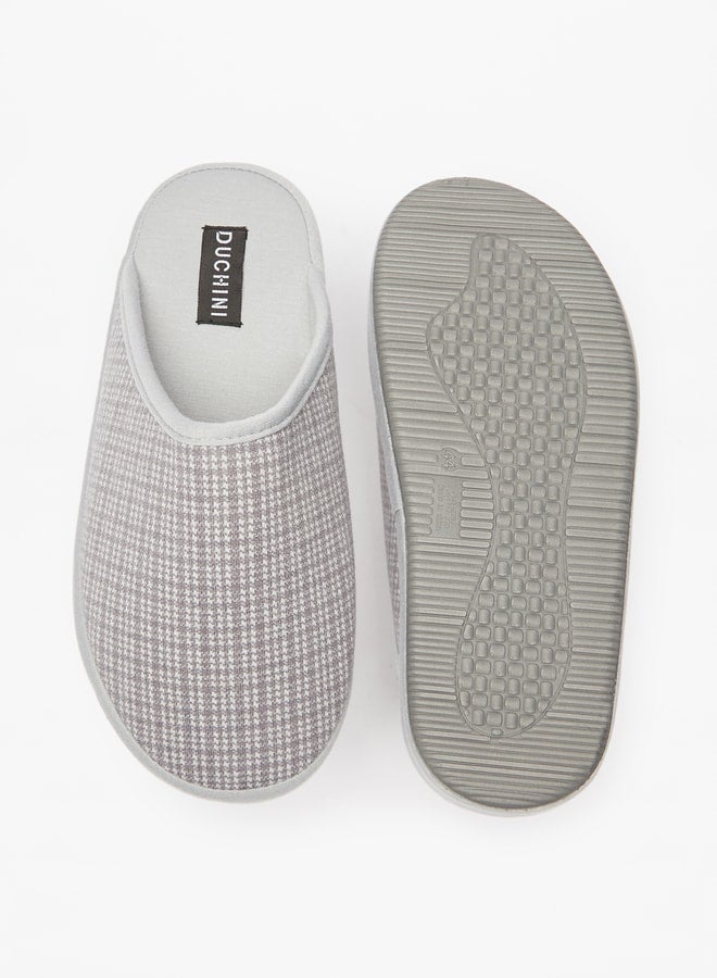 Men's Checked Slip-On Bedroom Slippers