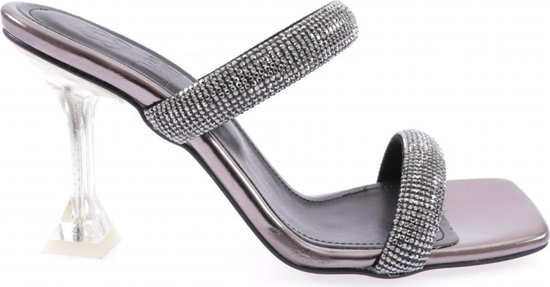 5160-23Y Women's Silver Stone Banded Heeled Slippers