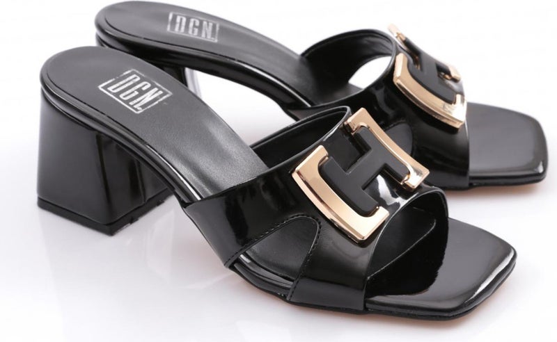 840 Women's H Buckle Heeled Slippers