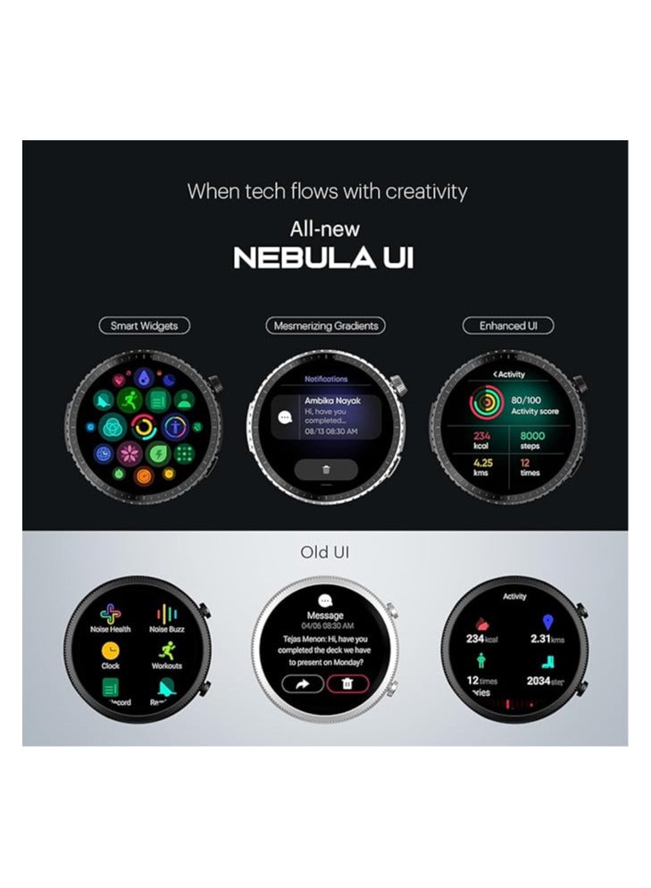 Noise Origin Smart Watch Smoothest UI Experience (New Nebula UI) & EN 1 Processor, 1.46 ApexVision AMOLED Display, Stainless Steel, Contour-Cut Design, Fitness Age, Fast Charging (Midnight Black)