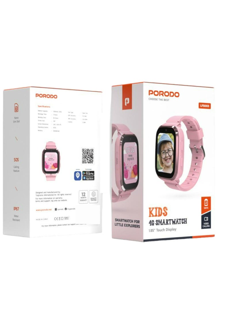 4G Kids GPS 1.85 inch Smart Watch Junicare - Pink