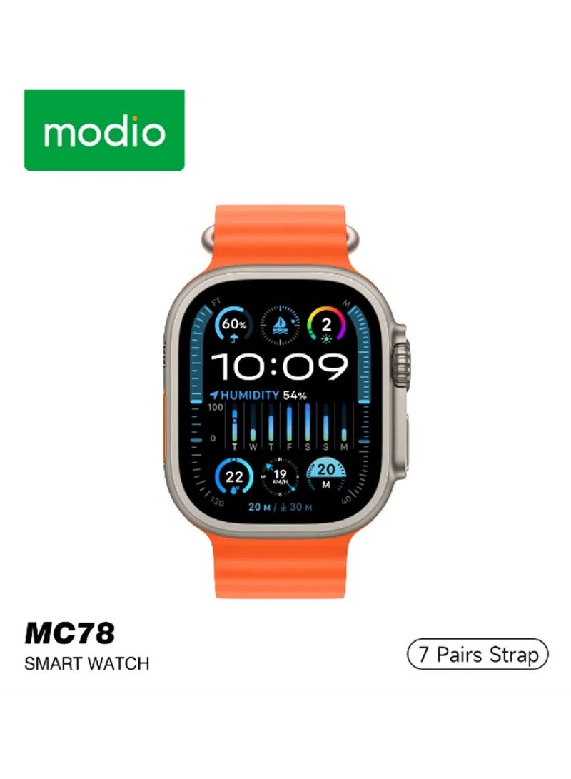 Modio MC78 Ultra 49mm Smart Watch with 2 Set Strap and Wireless Charger for Men Women