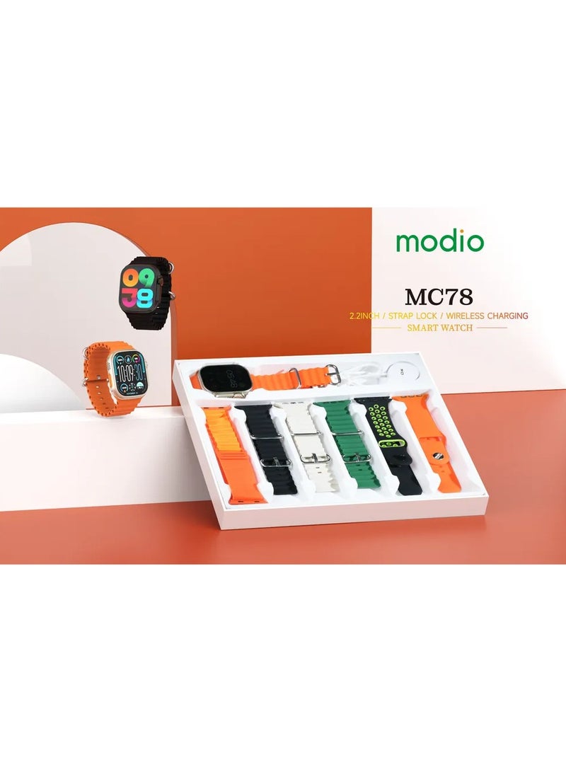 Modio MC78 Ultra 49mm Smart Watch with 2 Set Strap and Wireless Charger for Men Women