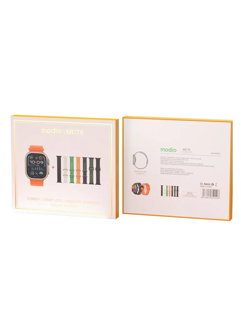 Modio MC78 Ultra 49mm Smart Watch with 2 Set Strap and Wireless Charger for Men Women