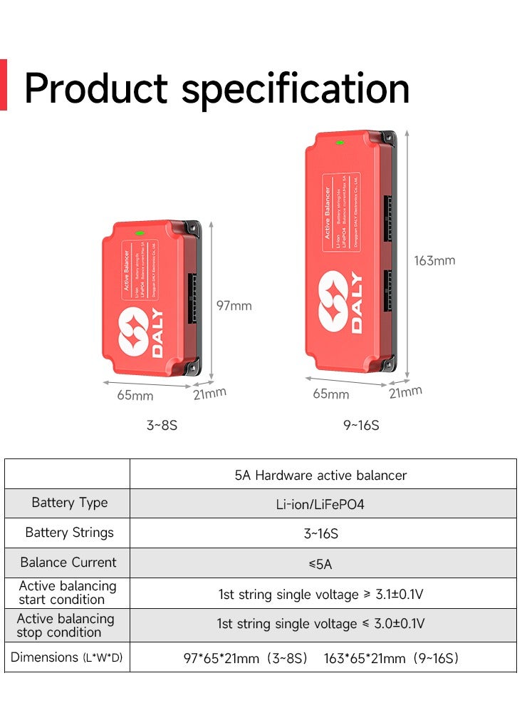 Daly Smart Lifepo4 6S 1A Active Balancer – Bluetooth Enabled Battery Equalizer for 18650 Lithium Batteries