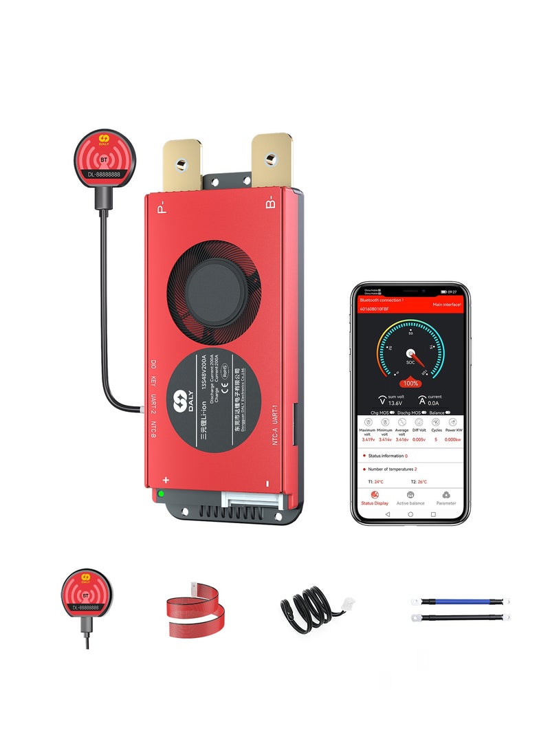 DALY Smart BMS | Advanced Battery Management System for LiFePO4 Batteries | Bluetooth Enabled | Ideal for Electric Vehicles, Solar Inverters, and Energy Storage Systems - Lifepo4_13S_48V_300A_BLUETOOTH