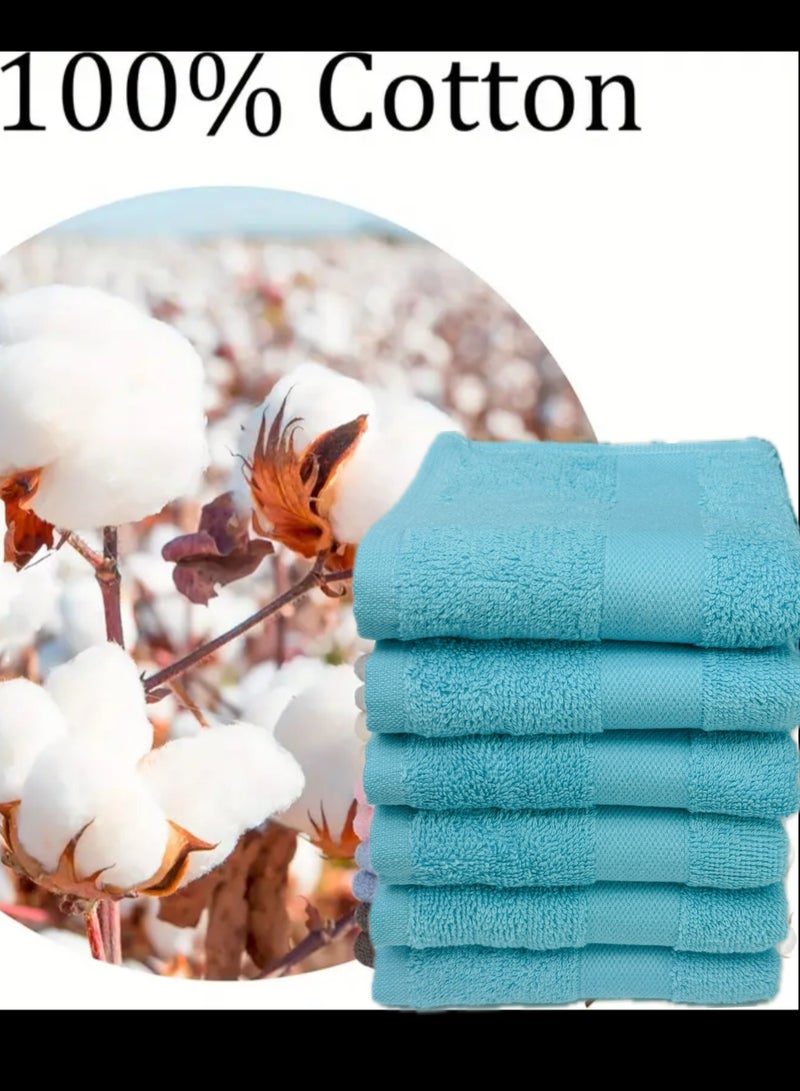 OTTO-Luxury 100% Cotton Face Towel Set  Supersoft and Highly Absorbent Washcloths 30*50 cm (Pack 12,Turquoise Blue )