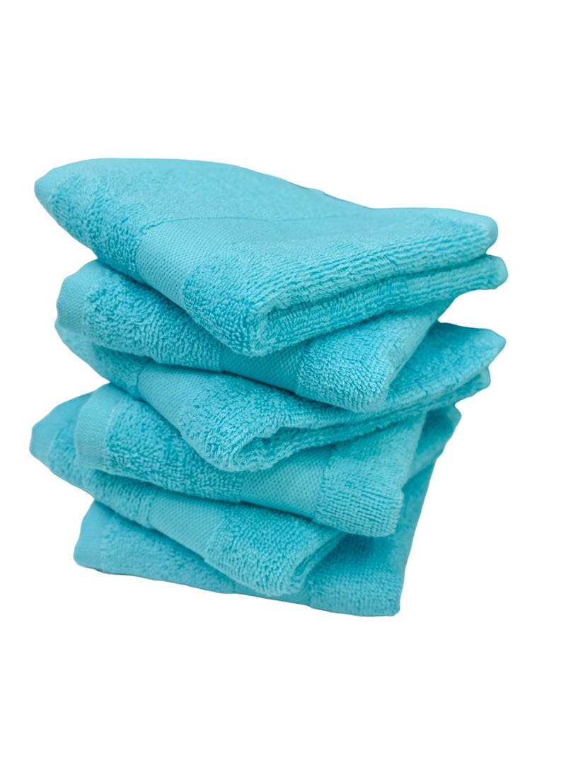 OTTO-Luxury 100% Cotton Face Towel Set  Supersoft and Highly Absorbent Washcloths 30*50 cm (Pack 12,Turquoise Blue )