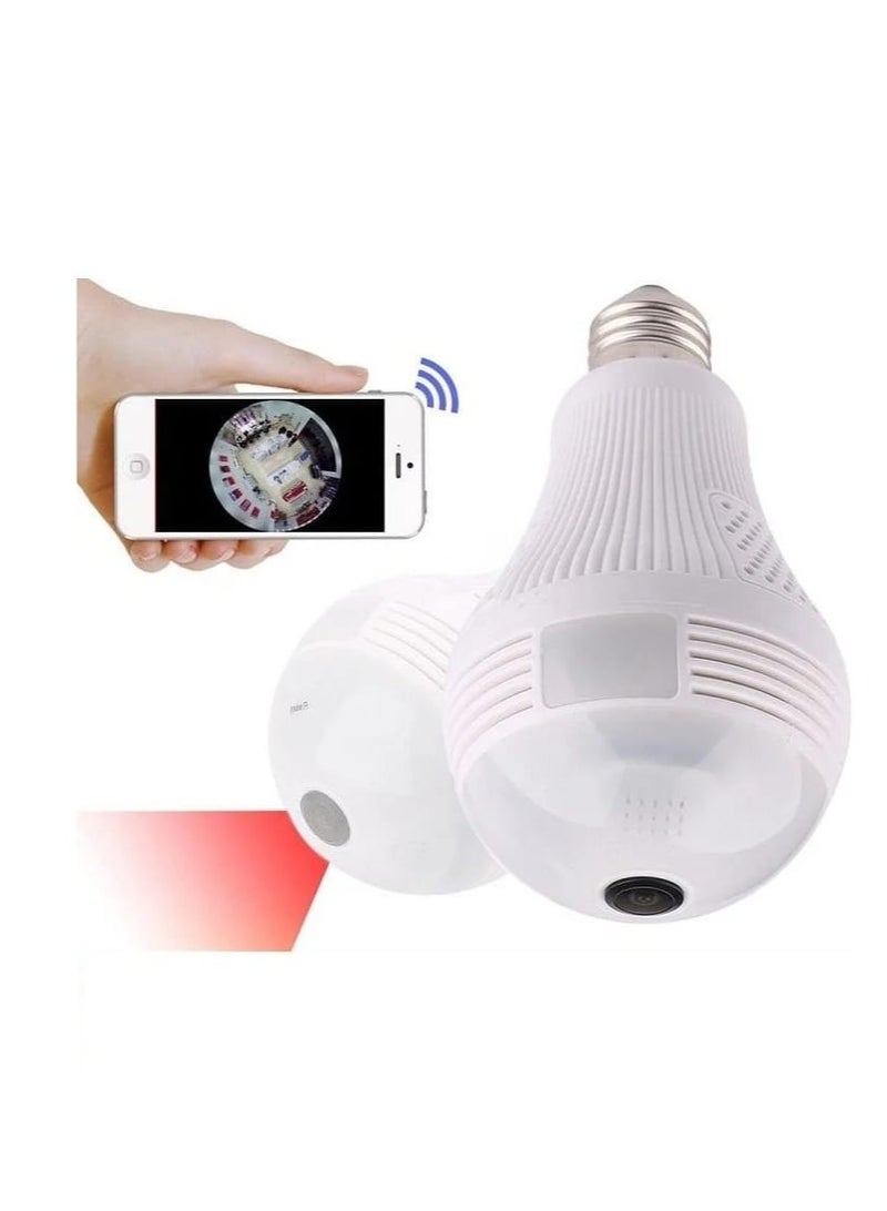 CAMCARE V380 Spy Fisheye 360° Panoramic Wi-Fi 2MP Ultra HD IP CCTV Wireless Bulb Security Camera, Inbuilt Mic & Speaker for Two Wat Audio/Night Vision/Motion Detection