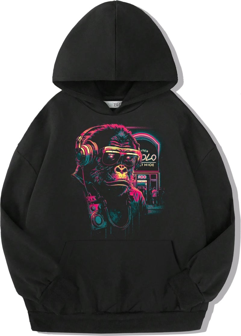 Unisex Child Neon Gorilla Hoodie Sweat