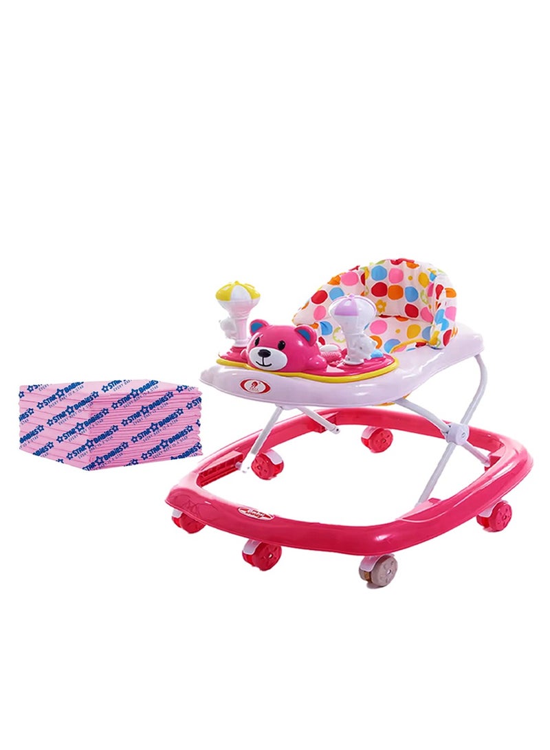 Star Babies - Buy 1 Get 1 (Baby Walker with Free 20pcs Disposable Changing mat- Pink