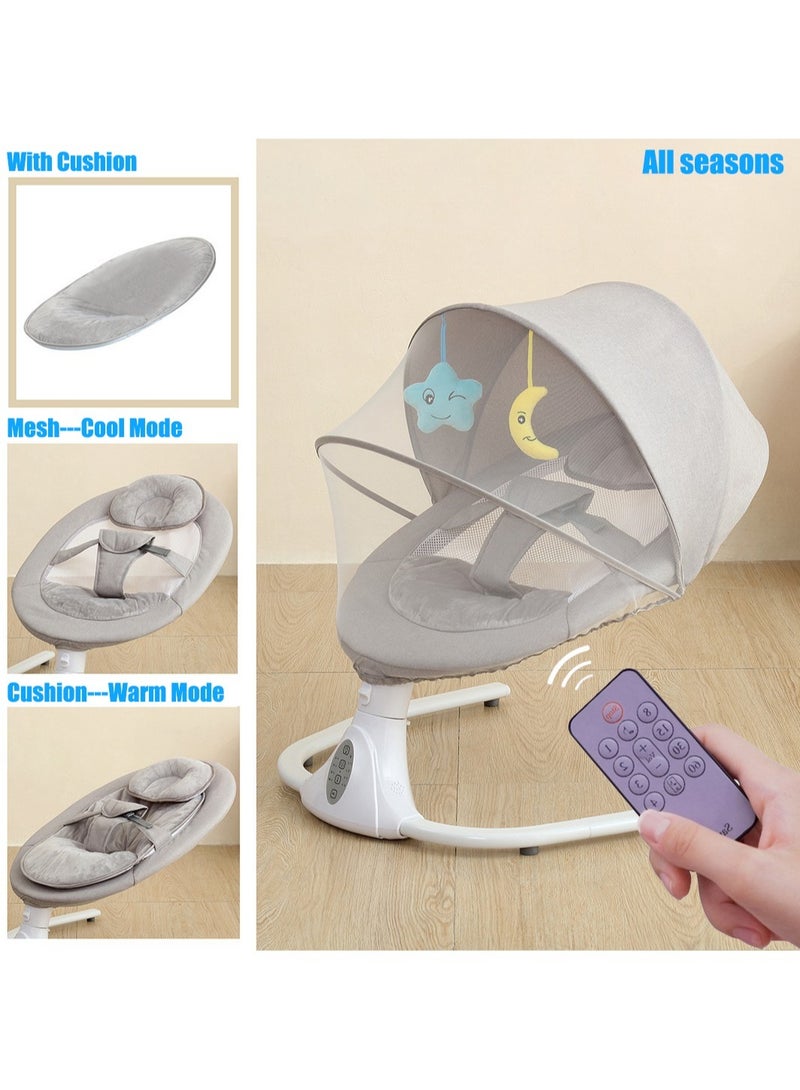 Baby Swing for Infants Electric Baby Rocker Baby Swing Rocker Bouncer with 4 Rocking Speed Bluetooth Remote Control 3 Point Harness Belt Music Speaker for Baby Boy Girl