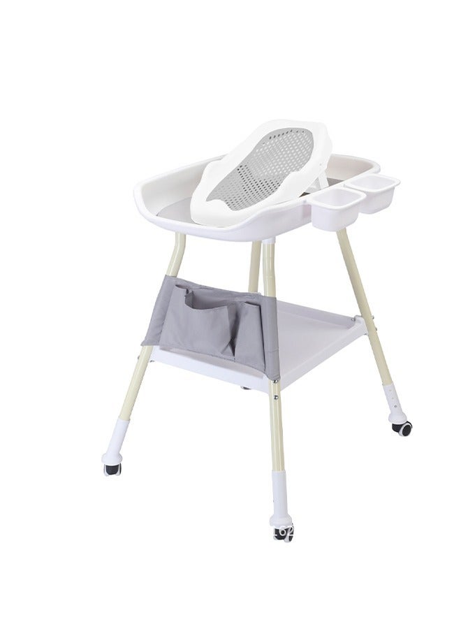 Baby changing table Portable adjustable height White with nursery storage table and large storage rack Suitable for newborns and toddlers