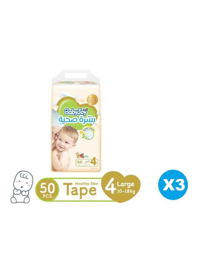 Pack Of 3 Healthy Skin Diaper, Size 4 (10-18 kg), Mega Pack, 150 Counts