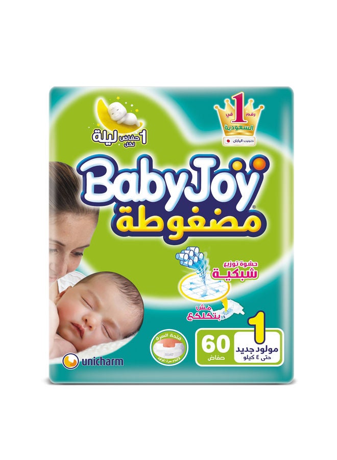 Disposable Diaper, Size 1 Up to 4 Kg- 60 Count