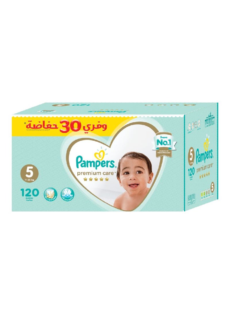 Premium Care Diapers, Size 5, Junior, 11-25 Kg, 120 Count