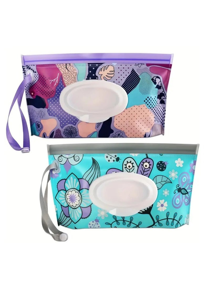 2pcs/set Wipes Containers, Reusable Portable Wet Wipe Pouch, Wipe Dispenser Container, Travel Wet Wipe Holder