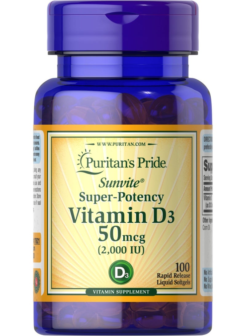 Vitamin D3 2000 IU 50 mcg Puritan's Pride 100 softgel