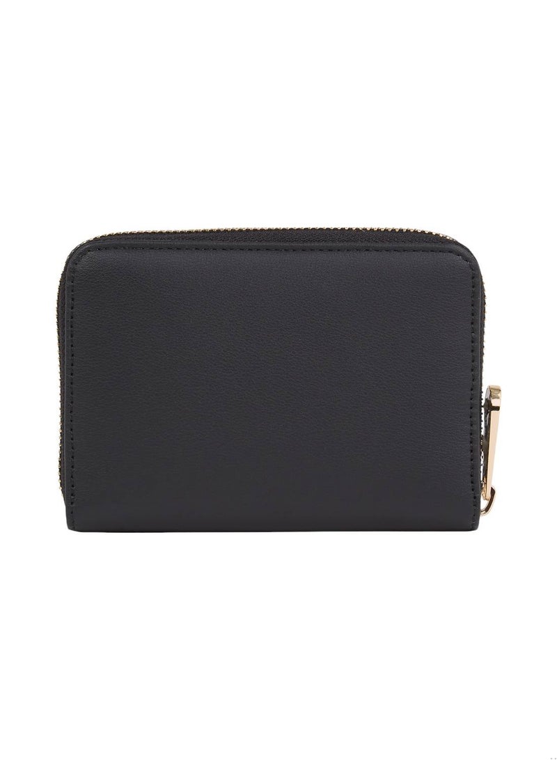 Women's Zip Around Wallet, Black - Recycled Polyester