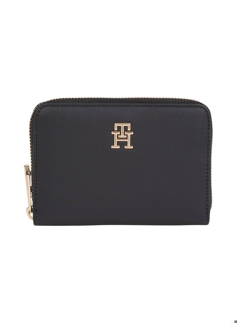 Women's Zip Around Wallet, Black - Recycled Polyester