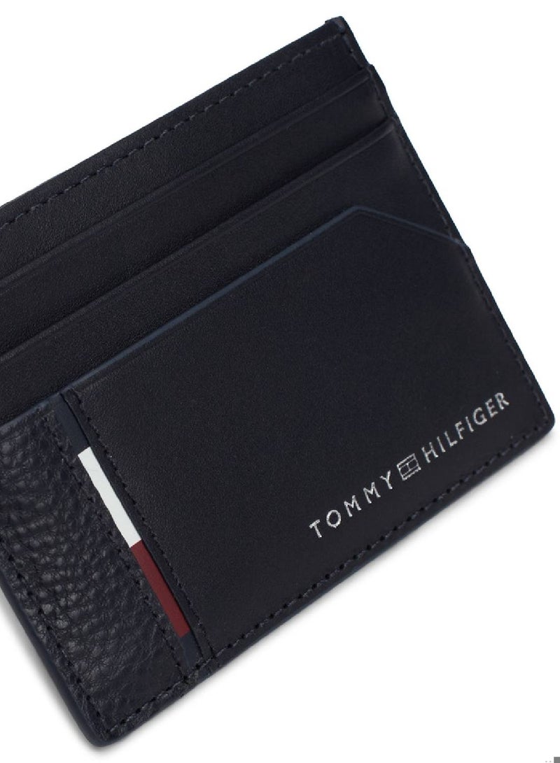 Men's Casual Leather Credit Card Holder, Blue - Leather