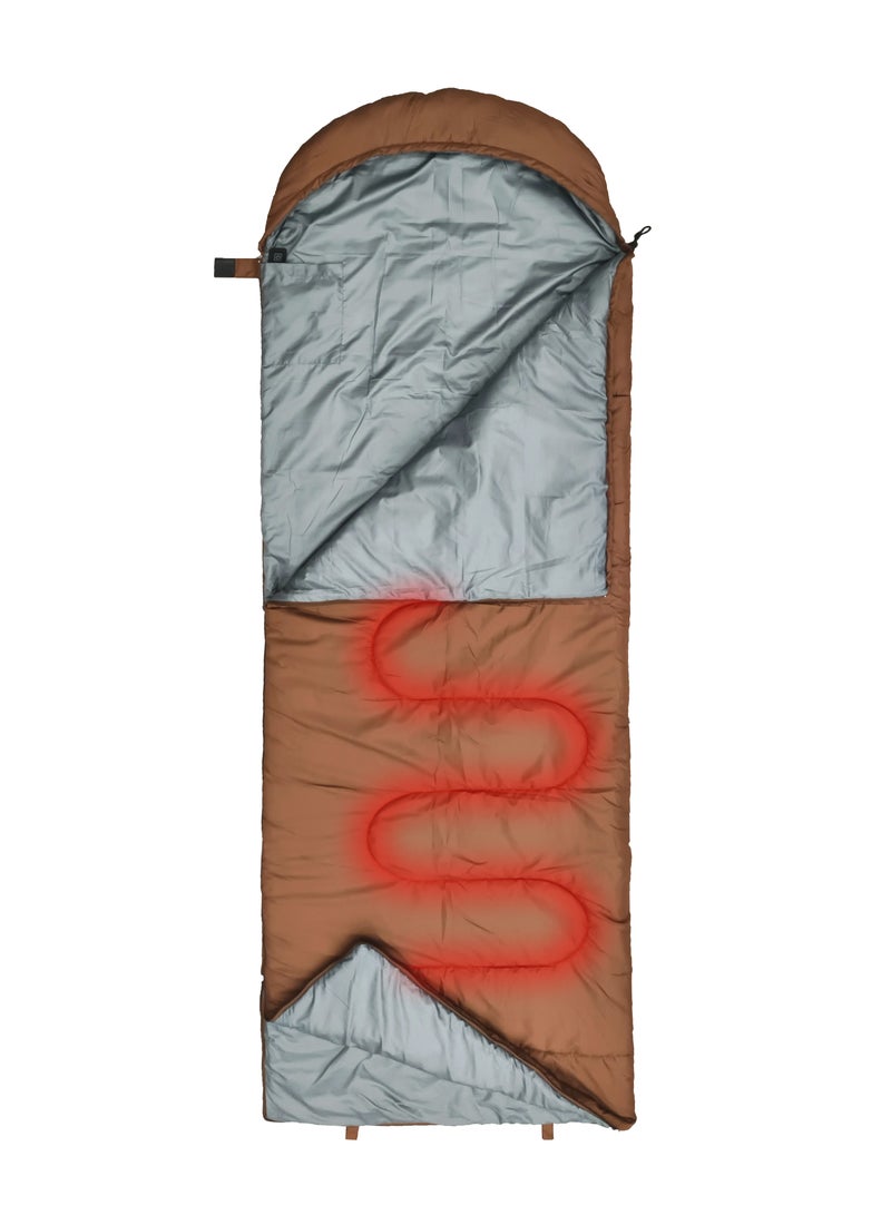 Camping Sleeping bag with Heat Function  / Versatile and Portable / Lightweight and Easy-to-Carry / Superior Warmth and Durable / Camping / Hiking / Outdoor - Brown