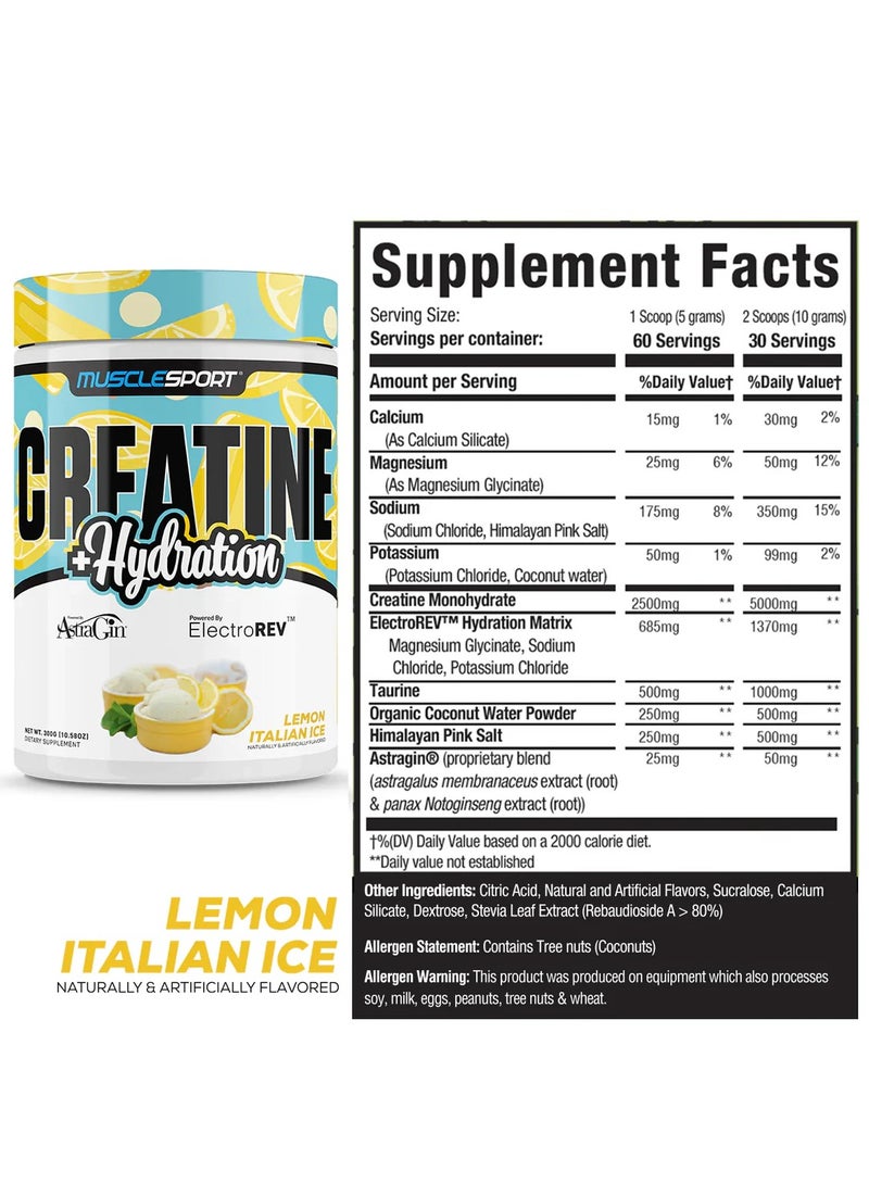 MUSCLESPORT CREATINE+HYDRATION (LEMON ITALIAN ICE)