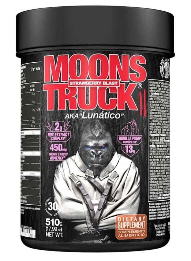 Moonstruck II Zero - Stimulant-Free Pre-Workout Powder with 13g Nitric Oxide, Strawberry Blast, 540g, 30 Servings