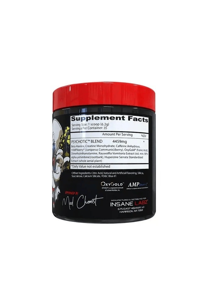 Insane Labz Psychotic, High Stimulant Pre Workout Powder, Extreme Lasting Energy, Focus and Endurance with Beta Alanine, Creatine Monohydrate DMAE, 35 Srvgs (Gummy Candy)