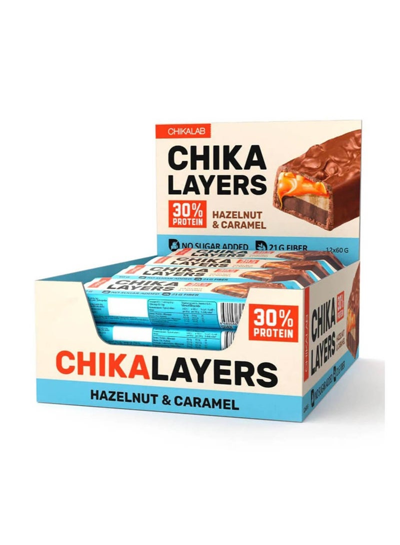 Chikalab Chika Layers 30% Protein Hazelnut & Caramel 12x60g