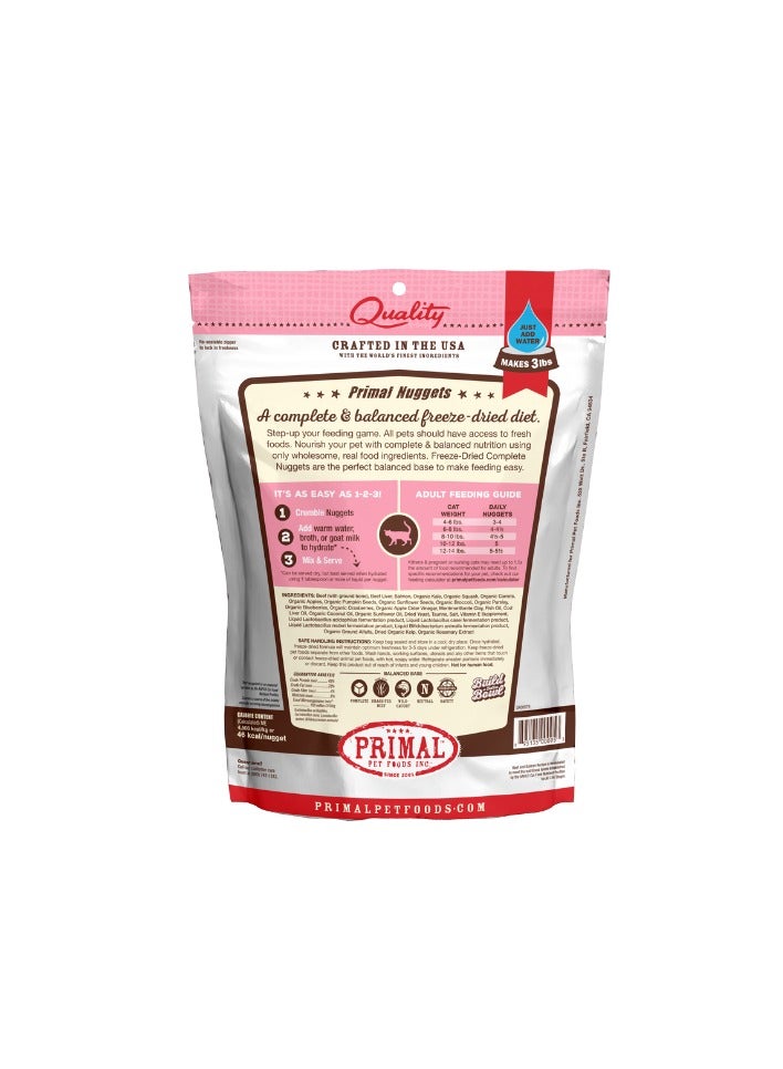 Primal Feline Beef & Salmon Freeze-Dried Formula – 5.5oz, Primal Nuggets, Raw food for cats, High Protein Raw cat food, Nuggets for cats, Freeze dried nuggets for cats, freeze dried cat food, best cat food, nutritious cat food, cat food, primal pet foods