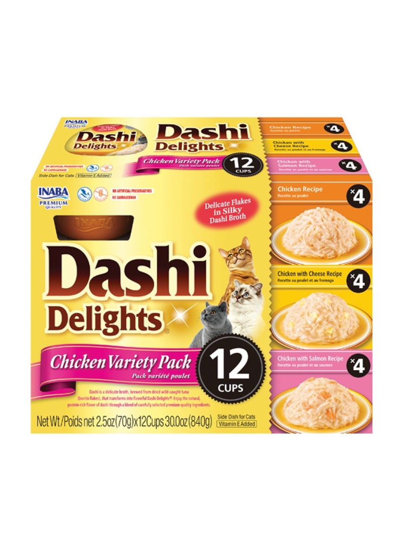 Dashi Delight, Chicken Variety Flavor - 12pcs x 70g in 1 box - For Cat