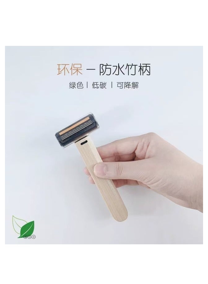 Vcolor Weile Hotel Homestay Eco friendly Bamboo Handle Razor for Men and Women Manual Scraper Stainless Steel Blade 1 Bamboo Handle+7 Replacement Knife Used for One Year