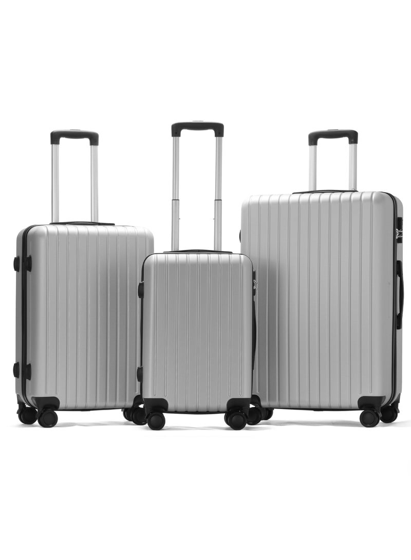 3Pcs Suitcases Luggage Sets ABS+PC Hard Shell Cabin Travel Suitcase Lightweight Durable Carry-On Luggage with Spinner Wheels (Black Luggage Trolley Case)