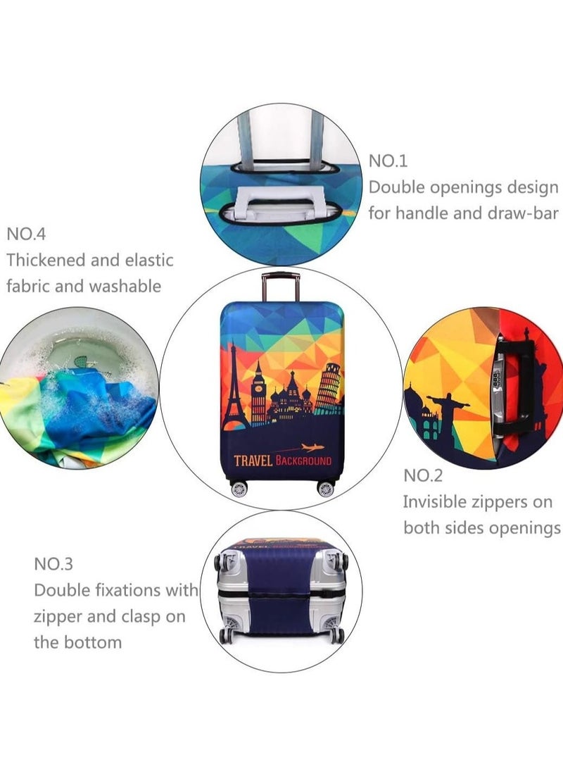 Travel Luggage Cover Washable Suitcase Cover Protector Anti-Scratch and Dust-Proof Suitcase Cover Fits 18/24/28/32 Inch Suitcase Spandex Protective Cover (European Attractions)