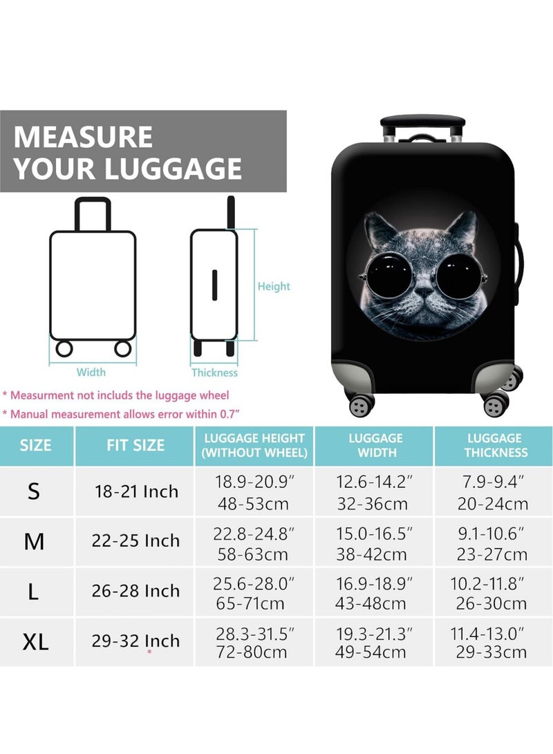 Travel Luggage Cover Washable Suitcase Cover Protector Anti-Scratch and Dust-Proof Suitcase Cover Fits 18/24/28/32 Inch Suitcase Spandex Protective Cover (Cat)