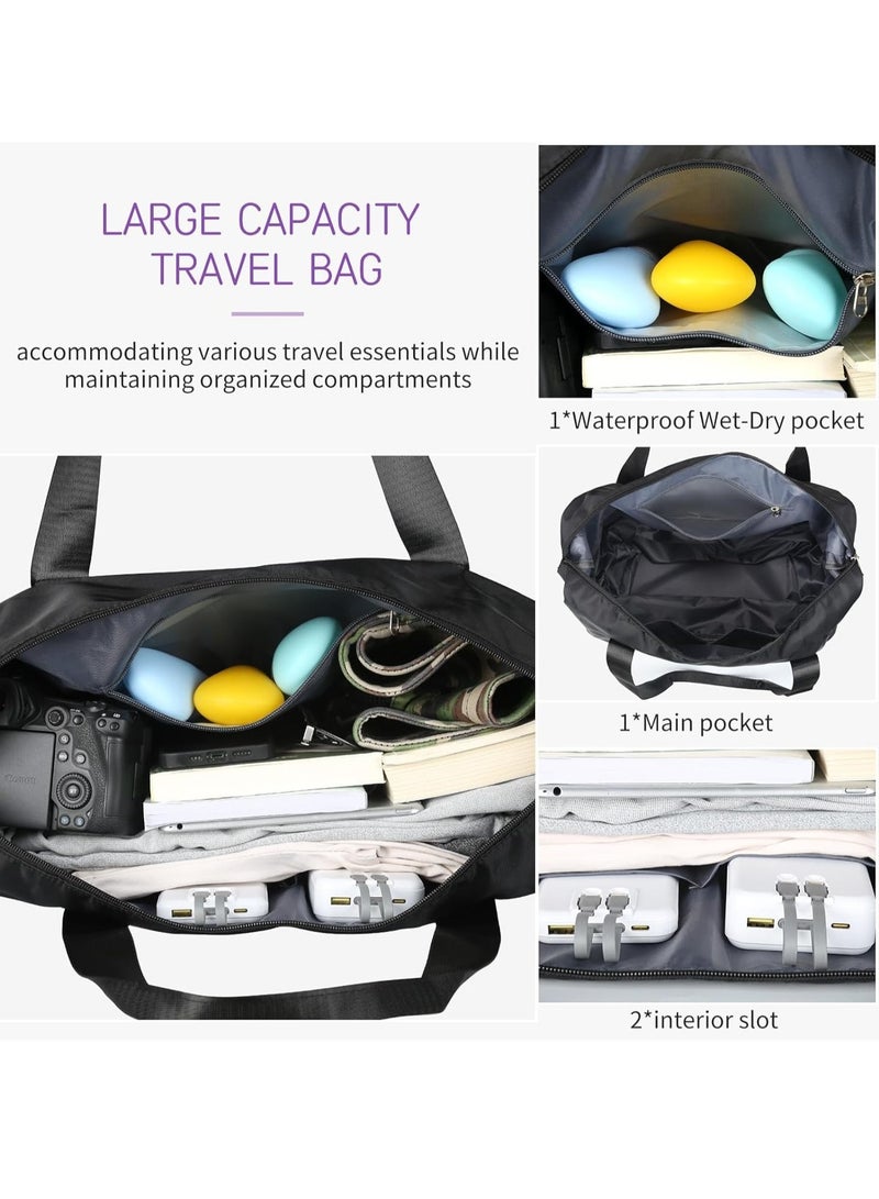 Duffle Bag with Wheels Expandable Foldable Duffle Bag for Travel Rolling Luggage bag Carry on Duffel Bag Travel Duffle Bag Large Weekend Bag Hand Shoulder Bag (Black)