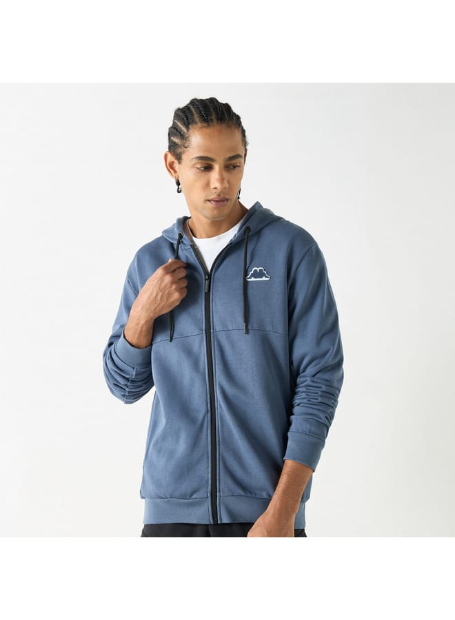 Kappa Solid Zip Through Hoodie with Long Sleeves and Pockets